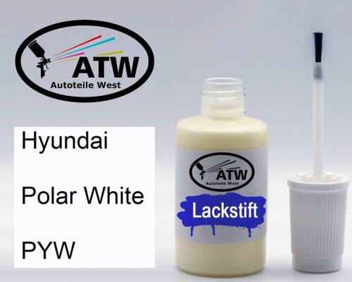 Hyundai, Polar White, PYW: 20ml Lackstift, von ATW Autoteile West.